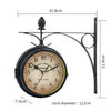 Outdoor Garden Wall Clock Round Metal Frame Double Sided Station Clock Quartz