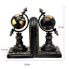 Set of 2 Bookends Vintage World Globe Design Home Office Book Holder Ornament
