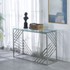 Glass Top Console Table Chrome Leg Side Table Living Room Hallway Display Stand