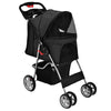 Folding Pet Stroller Portable Pet Travel Pushchair w/4 Wheels Safety Belt Holder