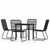 5 Piece Garden Dining Set Black V6A3