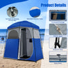 Double-Room Camping Shower Tent Changing Room Privacy Tent W/ Ground Stakes