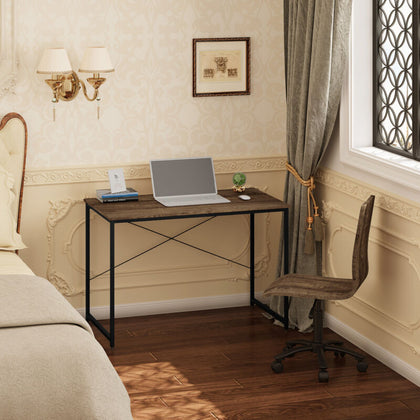 Computer Desk Writing Study Laptop Table w/ Metal Frame Home Office Workstation