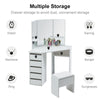 Dressing Table White Corner Desk Makeup Vanity Table Drawers Stool Dresser Room