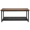 Coffee Table w/ Mesh Bottom Storage Wood Industrial Metal Side Table Livingroom