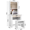 Dressing Table with Drawers, Mirror Stool Set Makeup Desk Vanity Table Bedroom