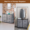 Metal Clothes Hanging Rail Coat Shoes Display Wardrobe Closet W/4 Fabric Drawers