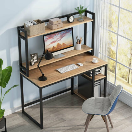 Tribesigns Computer Desk with Hutch and Shelves Study Writing Desk Gaming Table