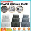 SET OF 3 Storage Baskets Resin Wicker Woven Hamper Box Lid & Lock Stackable UK