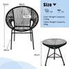 3PCS Patio Furniture Set Outdoor PE Rattan Woven Patio Chairs Set W/ Glass Table