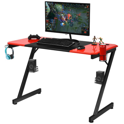 Large Computer Gaming Desk Carbon Fiber Surface Z-Shaped Professional Game Table