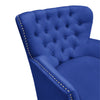 Luxury Velvet Blue Modern Armchair Button-tufted Soft Accent Chair W/Footstool