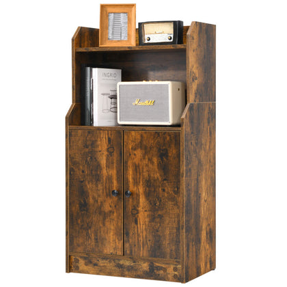 2 Tier Bookshelf Industrial Storage Cabinet Display Shelving Bookcase w/2 Doors