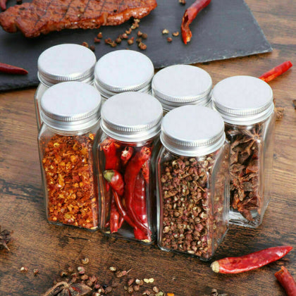 12 x Glass Clip Seal Spice Jars Airtight Container Kitchen Storage Herbs Food UK