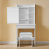 Wood Dressing Table Makeup Desk Adjustable Slide Mirror Stool Bedroom White