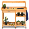 Garden Potting Table Wooden Planting Bench Flower Plant DIY Workstation w/Hooks