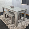 Grey Dining Table And 4 Chairs Dining Room Wood kitchen table and Leather chairs
