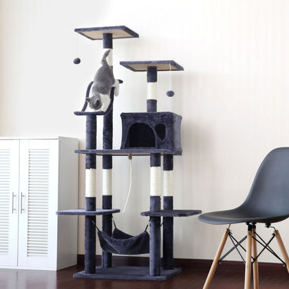 Cat Tree Cat Tower Cat Condo with Scratching Posts, Ladder for Cats Kitten Grey