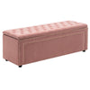 Velvet Upholstered Bench Storage Ottoman Bedroom Tufted Button Seat Blanket Box