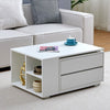 LED Extending Coffee Table With 4 Drawers 4 Shelf Living Room Modern Wood