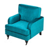 Luxury Blue Velvet Occasional Accent Chair Single Sofa Armchair Seat W/ 2 Wheels