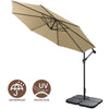 GARDEN PARASOL OUTDOOR HANGING SUN SHADE CANTILEVER BANANA UMBRELLA WITH BASE 3m