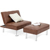 2-Piece Sectional Modern Sofa Set Leather Chaise Lounge W/ Ottoman Foot Stool