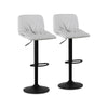 Pair of Cream Faux Leather Bar Stools Swivel Gas Lift FootRest Pub Chairs