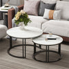 Coffee Table Set of 2 Nesting Accent TablesWhite Marble Top Stacking Side Desk