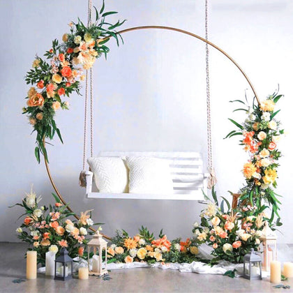 200cm Circle Golden Hoop Metal Wedding Arch Frame Balloon Flower Stand Backdrop