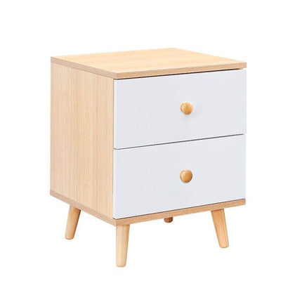 2White Drawers Storage Wood Bedside Cabinet Nightstand Small Side Table Bedroom