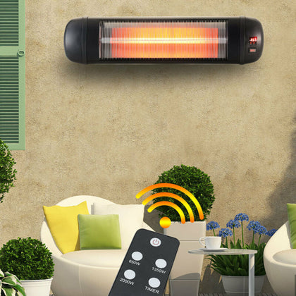 Electric Patio Heater Wall Mounted Garden Outdoor Infrared Radiant with Remote