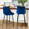 2x Velvet Blue Bar Stool Kitchen Counter Breakfast Chair Pub Restaurant Cafe