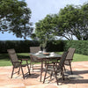 2/4/6 Seater Outdoor Garden Patio Brown Furniture Set Glass Table+Folding Chairs