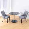 90cm Tempered Round Table Clear Glass Chrome Base Leg Dinner Kitchen Furniture