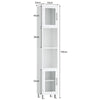 Bathroom Tall Cabinet Slim Freestanding Storage Organizer Cupboard 2 Glass Doors