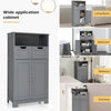 Bathroom Floor Cabinet Wooden Storage Cupboard with Adjustable Shelf & Doors