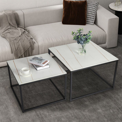 Small Large Nesting Marble Coffee Table Stacking End Table SpaceSaving Sofa Desk