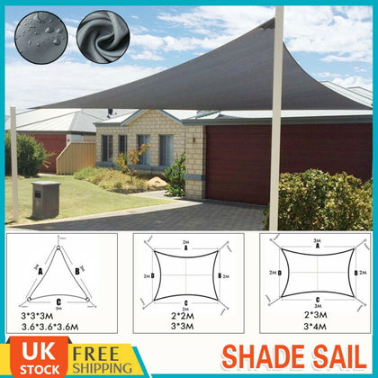 New Outdoor Shade Sail Patio Suncreen Awning Garden Sun Canopy 98% UV Block UK