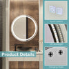 60cm Round Anti-fog LED Lighted Mirror Wall Mounted Bathroom Mirror Touch Switch