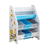 Children Bookshelf Kids Sling Book Rack with Storage Bins Toys Organizer White