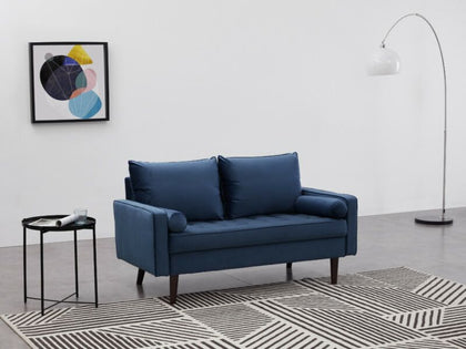 Blue Velvet Fabric 2 Seater Sofa Couch Settee Suite Luxury Upholstered Seat Home