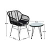 Three-Piece Rattan Garden Furniture 2 Seat Bistro Table Chair Outdoor Patio Set