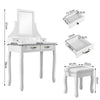 LED Dressing Table Vanity Makeup Desk Rotatable Mirror w/4 Drawers & Stool White