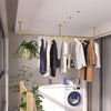Extra Long Industrial Gold Pipe Clothing Rack Wall Ceiling Clothes Garment Rack