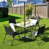 6 Piece Garden Furniture Patio Set Dining Table Parasol & 4 Folding Chair Seats