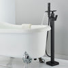 Black Waterfall Freestanding Bath Tub Mixer Taps Hand Shower Bathroom Taps Set