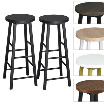 2XBreakfast Kitchen Bar Stools MDF Seat BarChairs Metal Legs Barstools HighStool