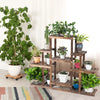 6-Tier Wooden Plant Stand 9 Pots Flower Display Shelf Indoor Outdoor Decoration