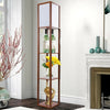 Modern Shelf Floor Standard Lamp Wooden Lounge Light 4 Tiered Shelving Storage